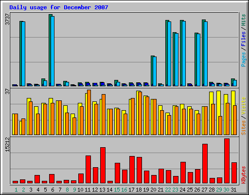 Daily usage for December 2007