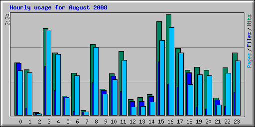 Hourly usage for August 2008